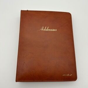 Stuart Hall Executive Brown Faux Leather 3-Ring Address Book Vintage No. 8432